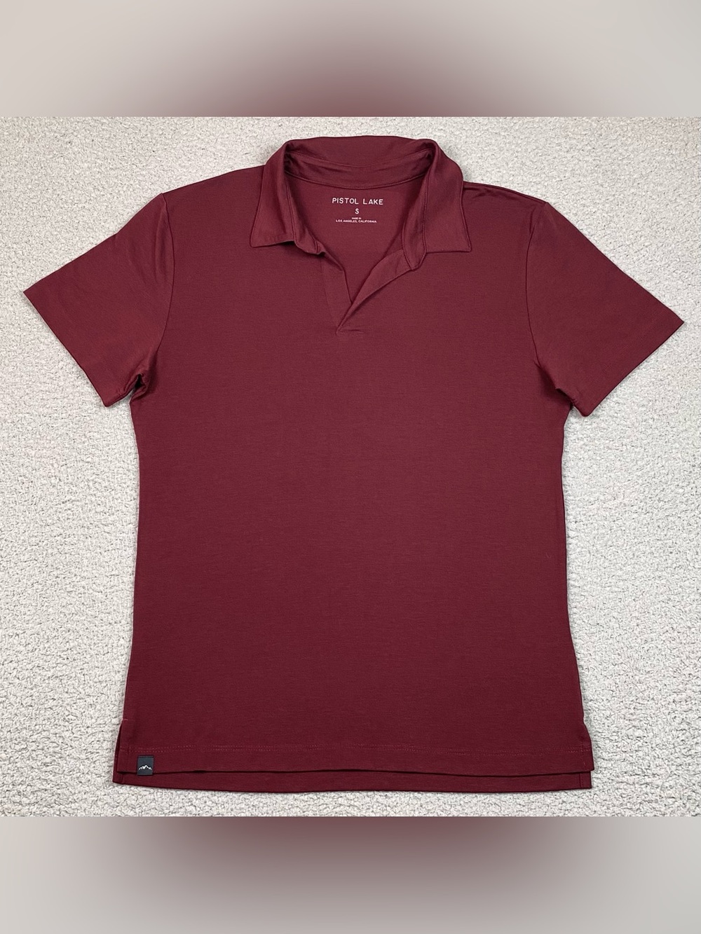 Pistol Lake Open Collar Shirt Men's Size S Red Short Sleeve Polo Stretch Small